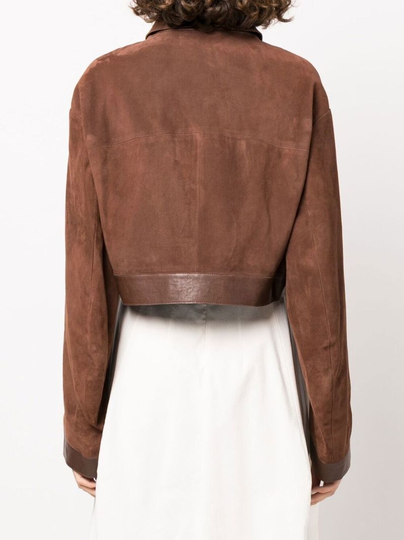 Brown Combly Cropped Suede Jacket