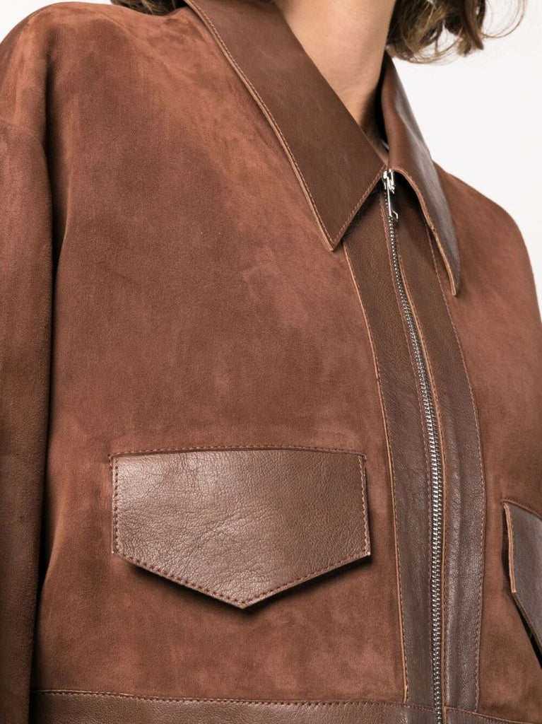 Brown Combly Cropped Suede Jacket