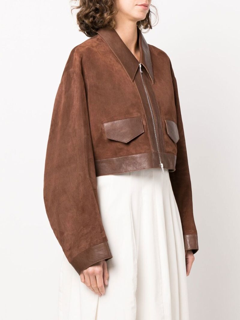 Brown Combly Cropped Suede Jacket