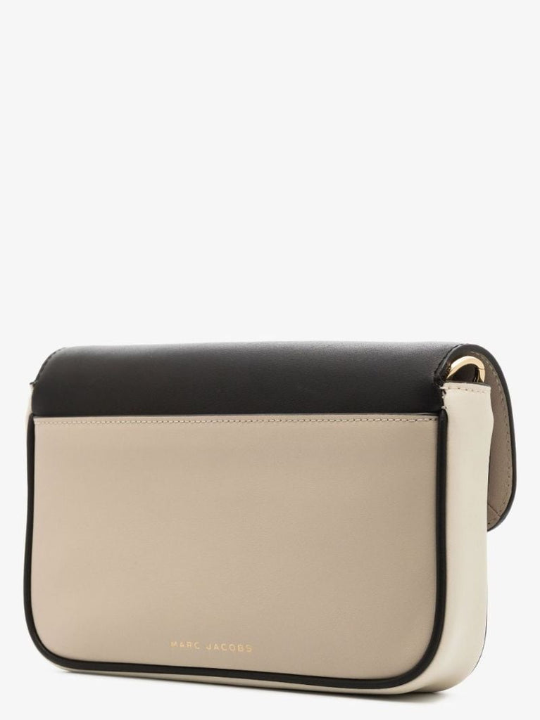 Black and Neutral Two Tone Leather Shoulder Bag