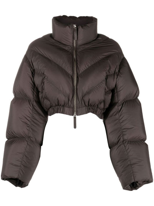 Brown Farine Cropped Quilted Jacket