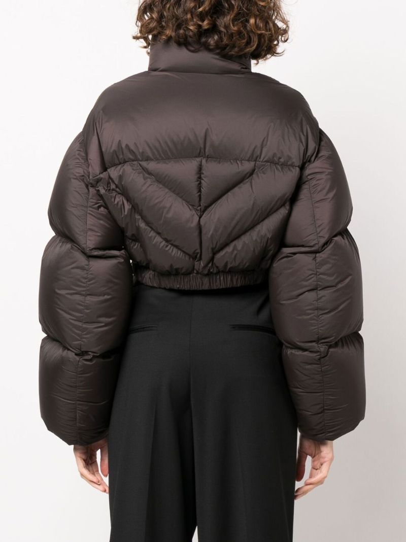 Brown Farine Cropped Quilted Jacket