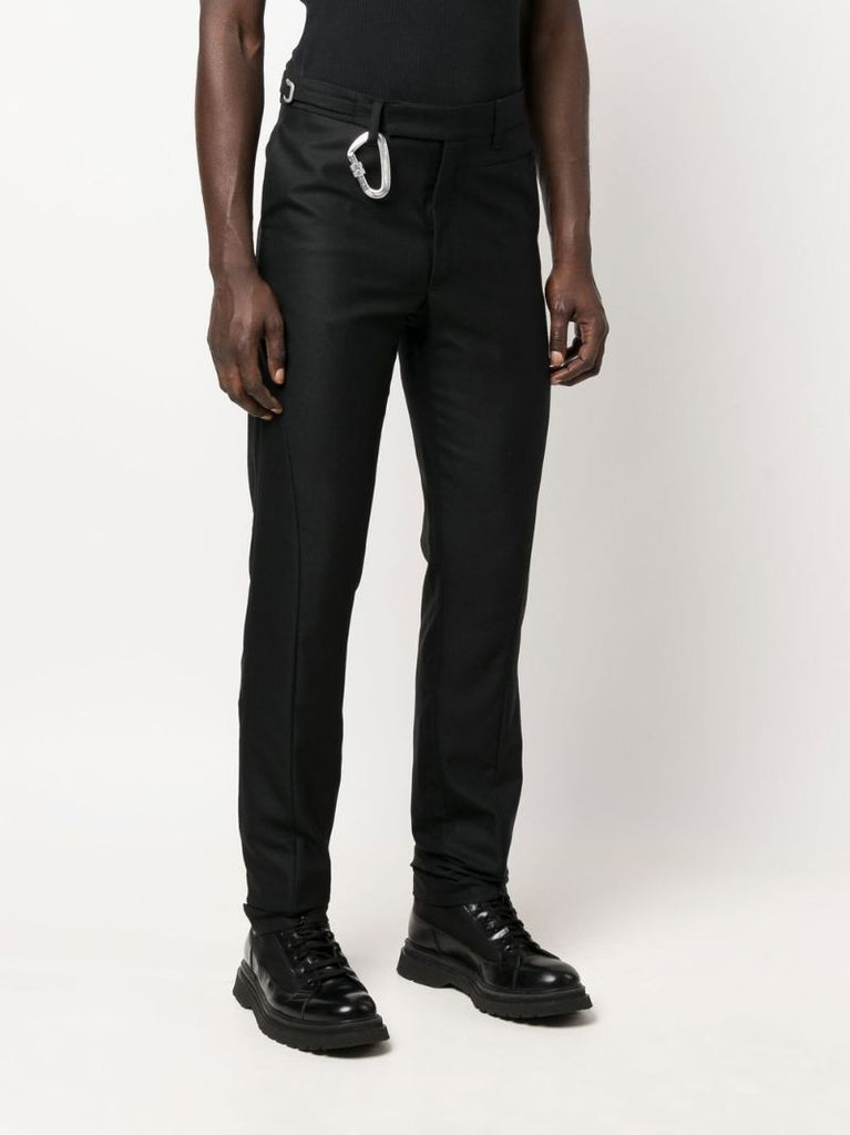 Black Keyring Attachment Straight Leg Trousers