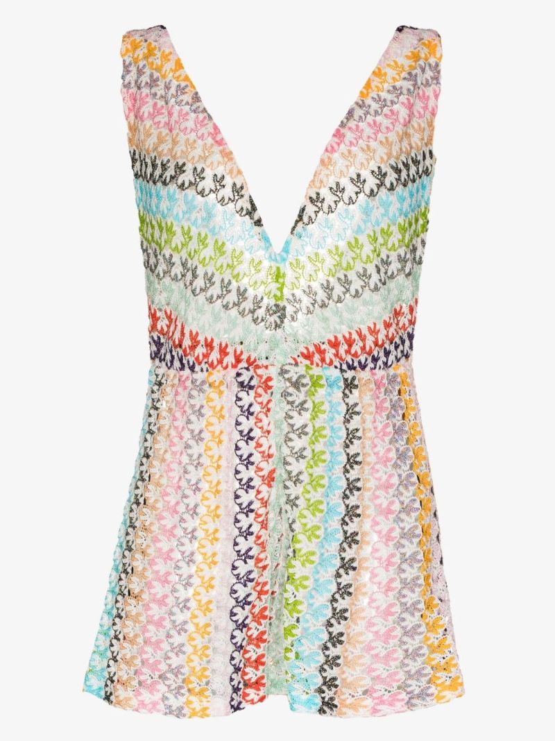 White Striped Knit Playsuit