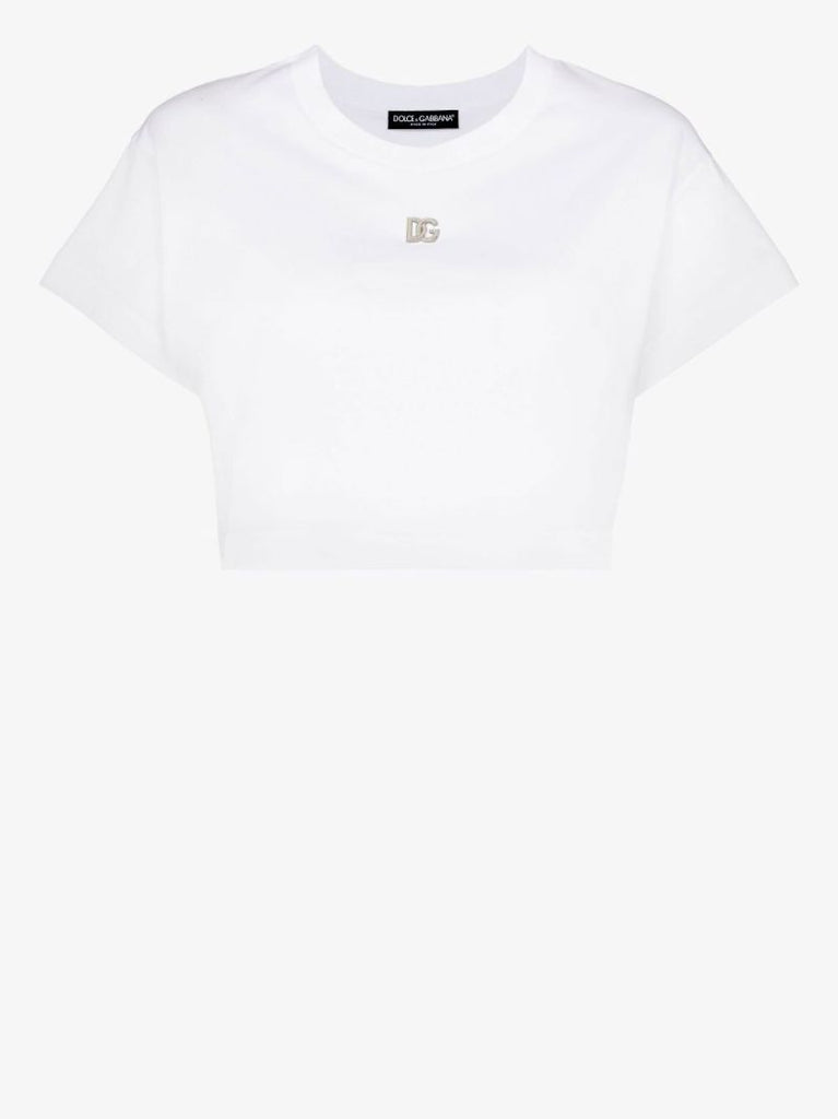 White Logo Plaque Cotton T-shirt