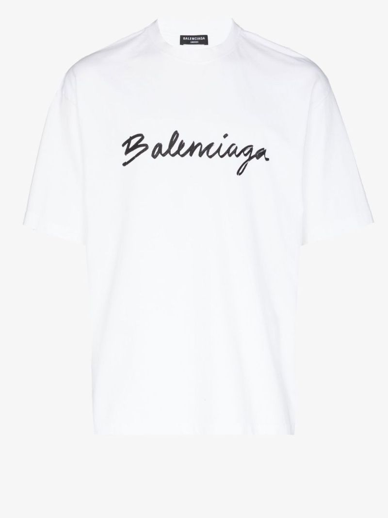 White Logo Print Cotton T-shirt