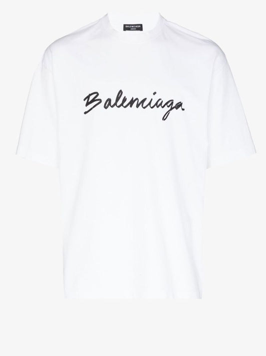 White Logo Print Cotton T-shirt