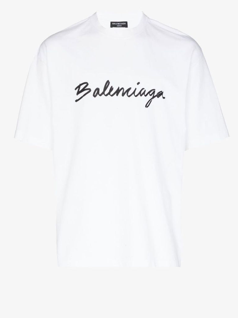 White Logo Print Cotton T-shirt
