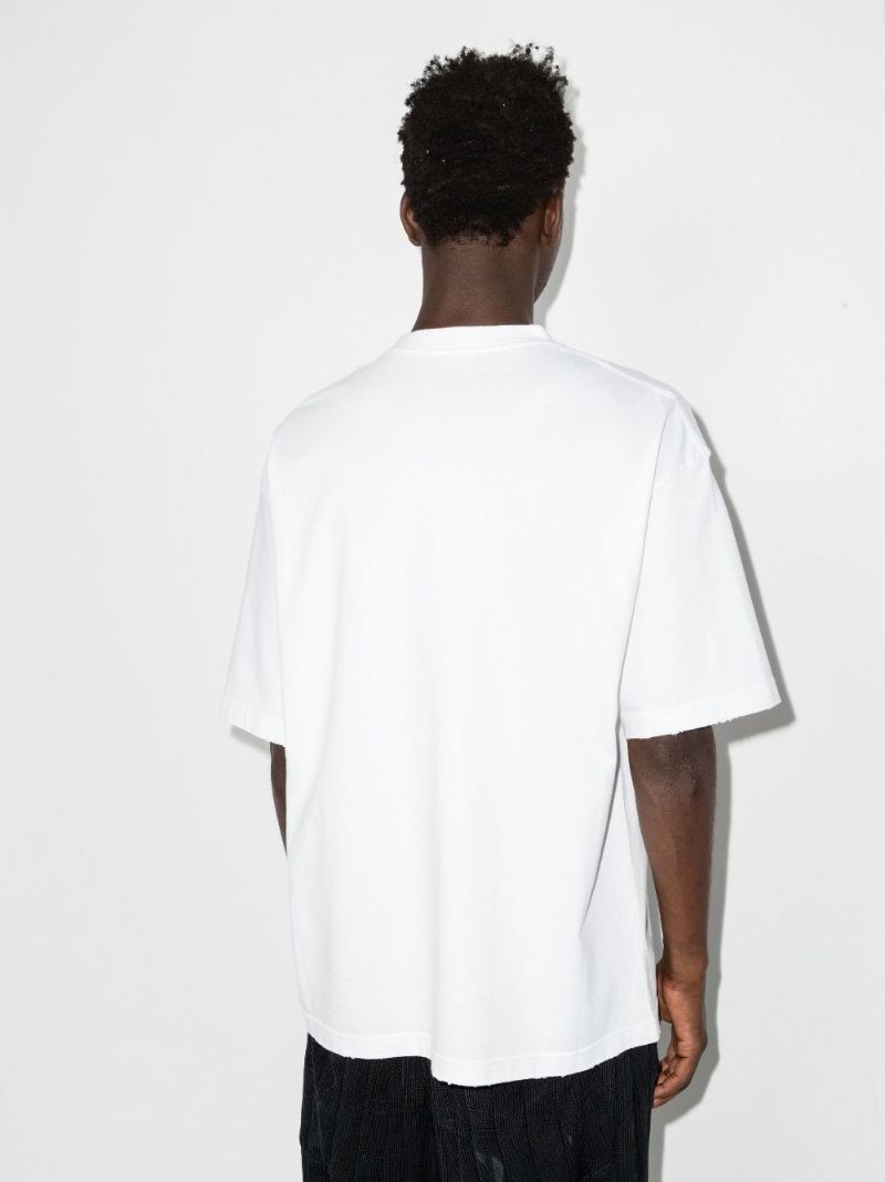 White Logo Print Cotton T-shirt