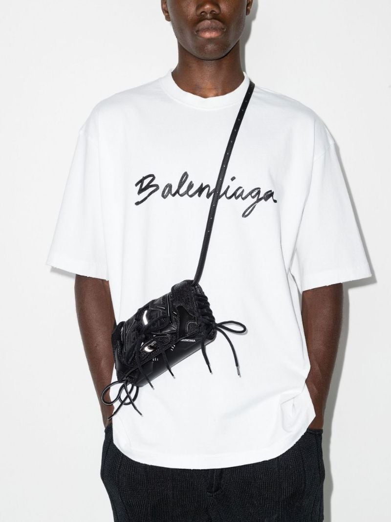 White Logo Print Cotton T-shirt