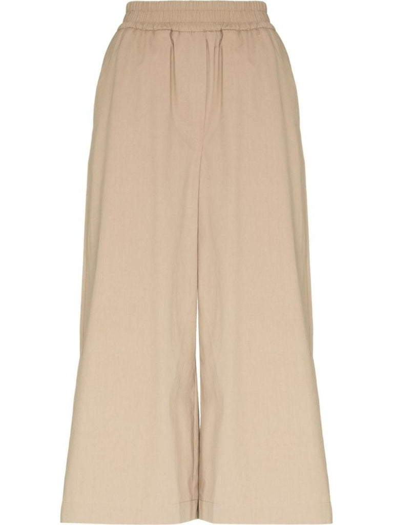 High Waist Cotton Culotte Trousers