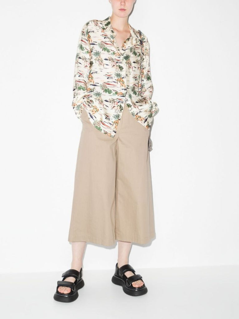 High Waist Cotton Culotte Trousers