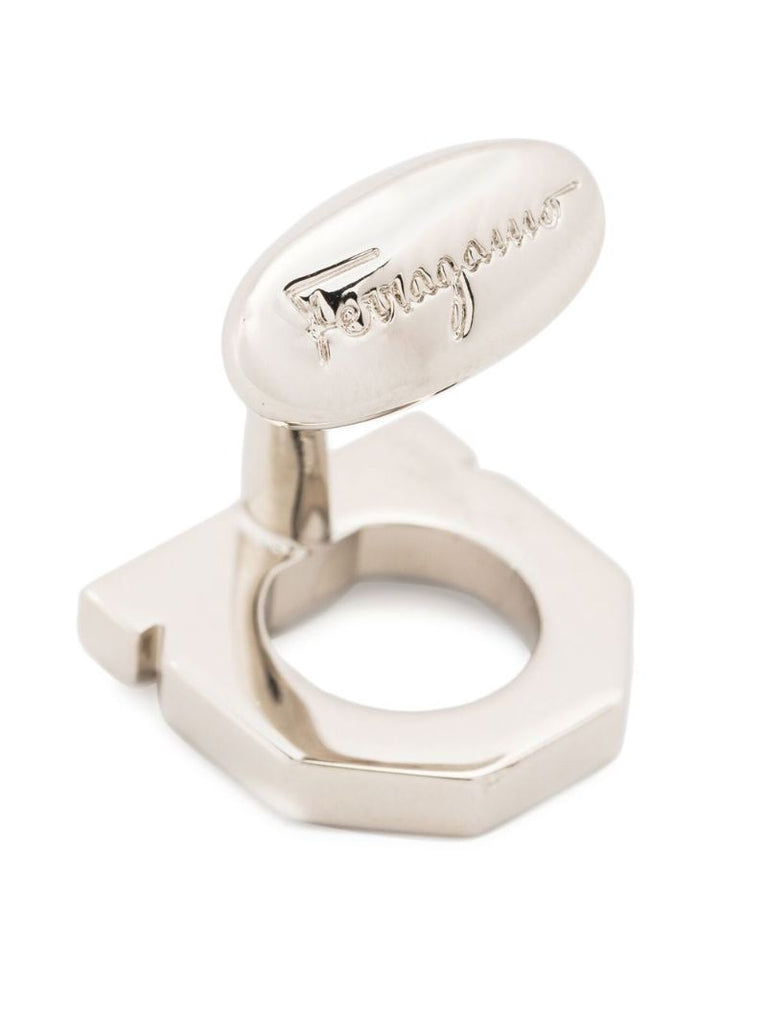 Silver Tone Polished Hanger Cufflink
