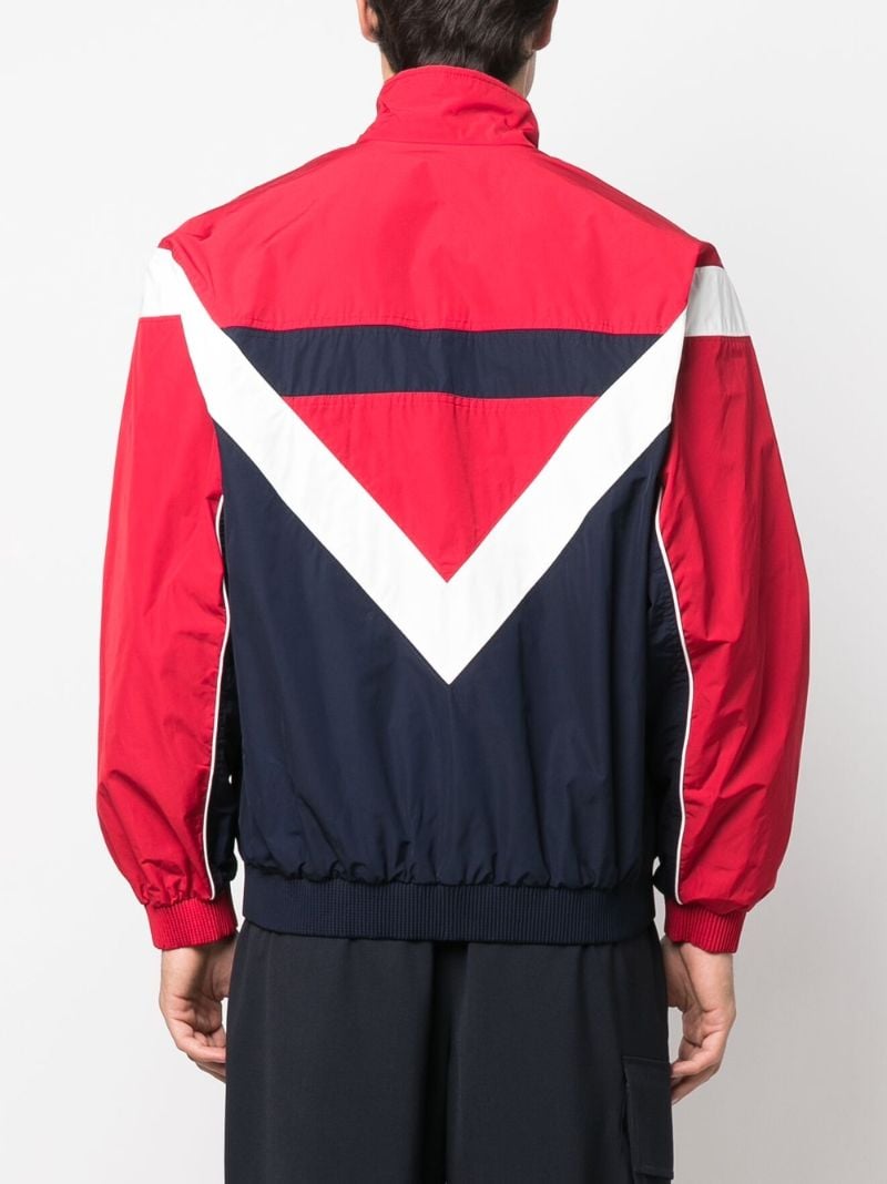 White V-logo Print Sports Jacket