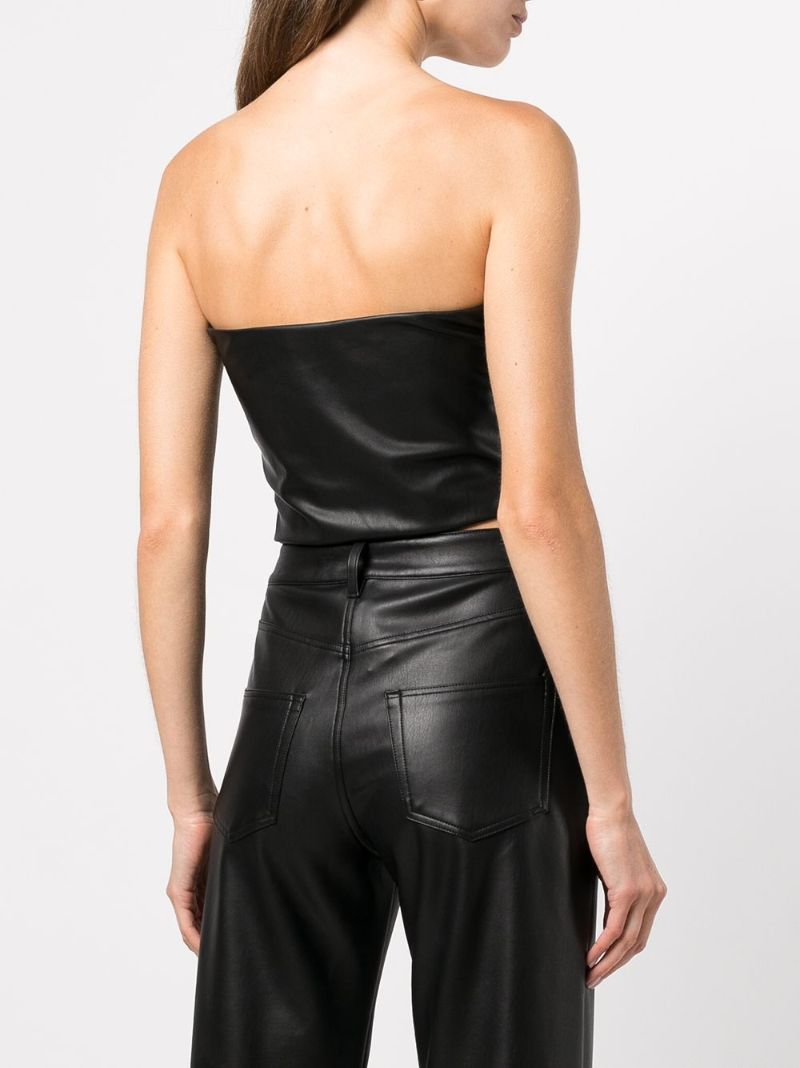 Black Portia Faux-leather Crop Top