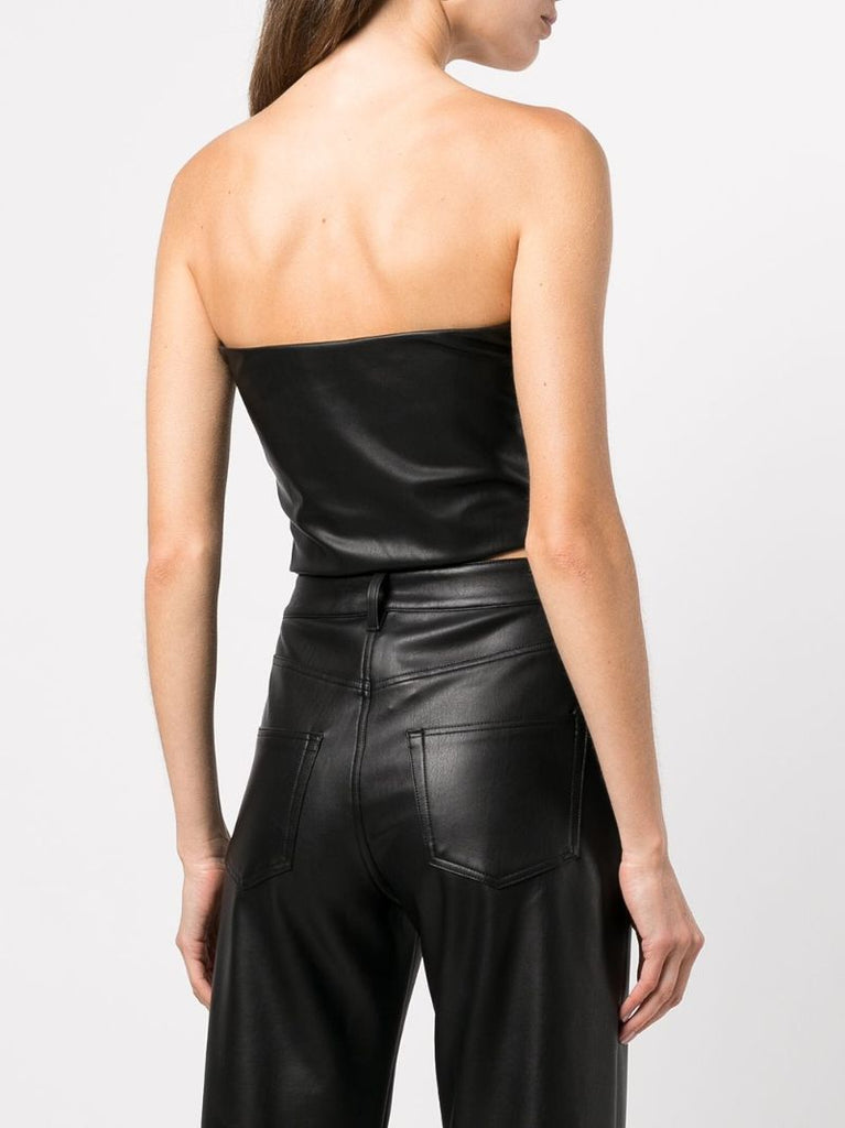 Black Portia Faux-leather Crop Top