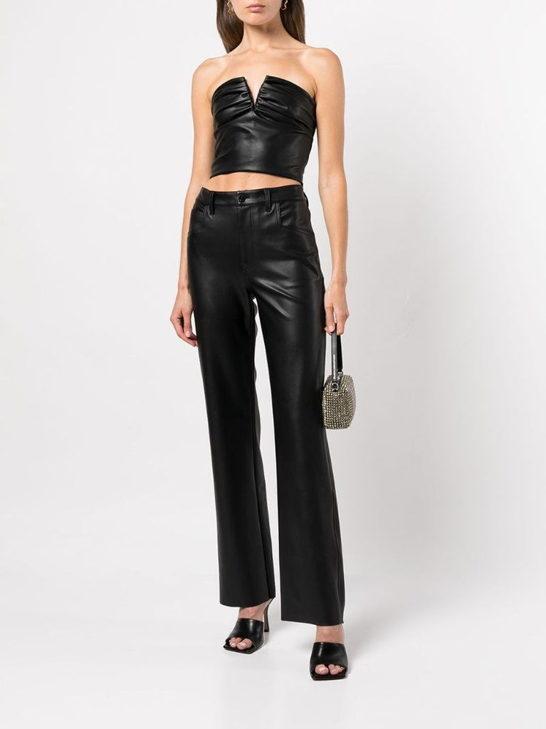 Black Portia Faux-leather Crop Top