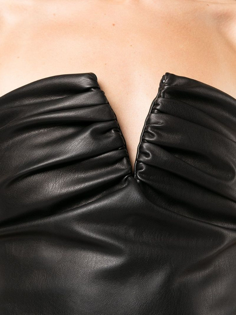 Black Portia Faux-leather Crop Top