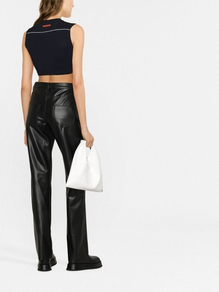 Black Jay Faux Leather Wide-leg Trousers