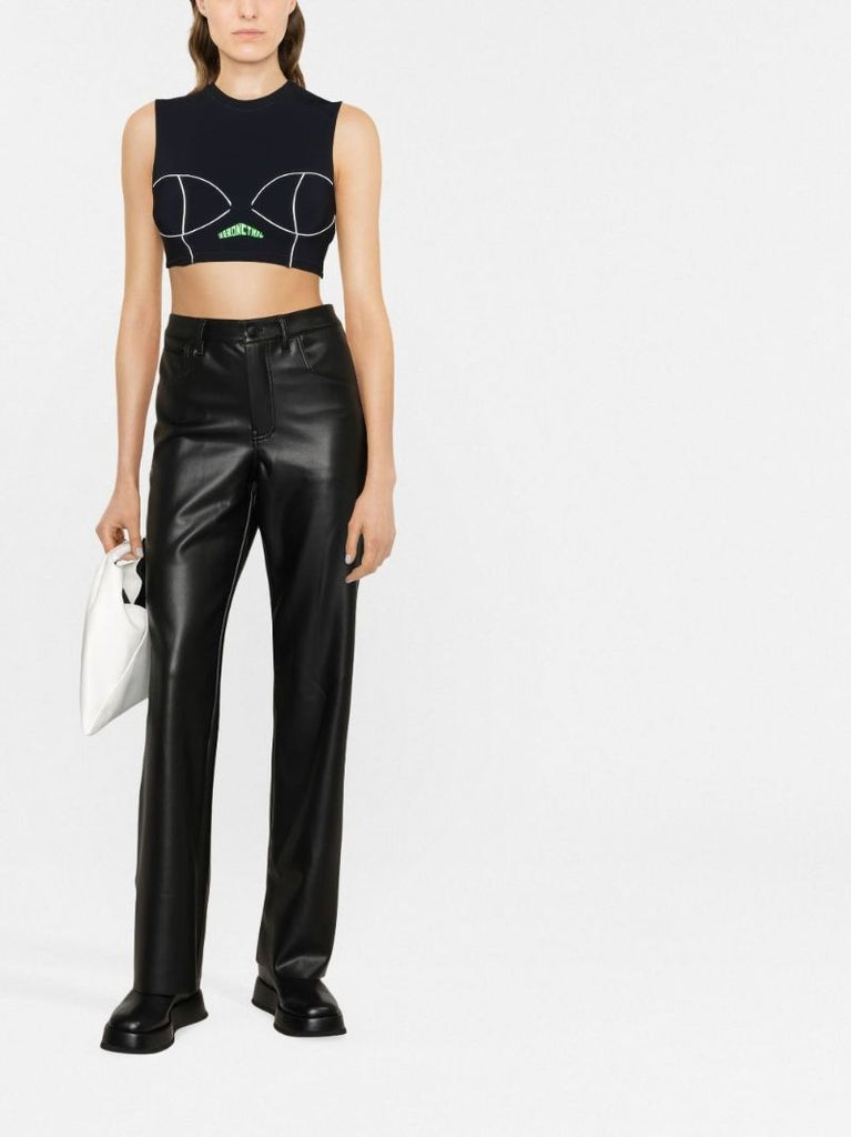 Black Jay Faux Leather Wide-leg Trousers