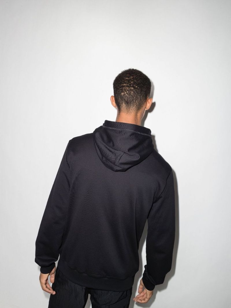 Black Logo Print Zip-up Cotton Hoodie
