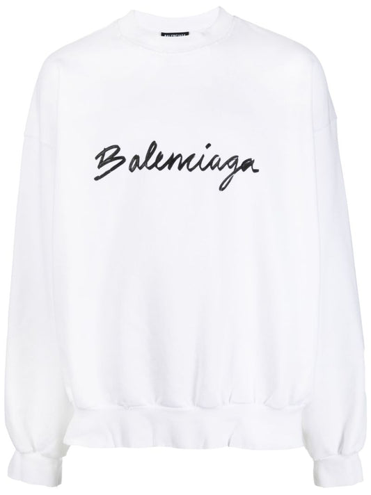 White Logo Cotton Sweatshirt