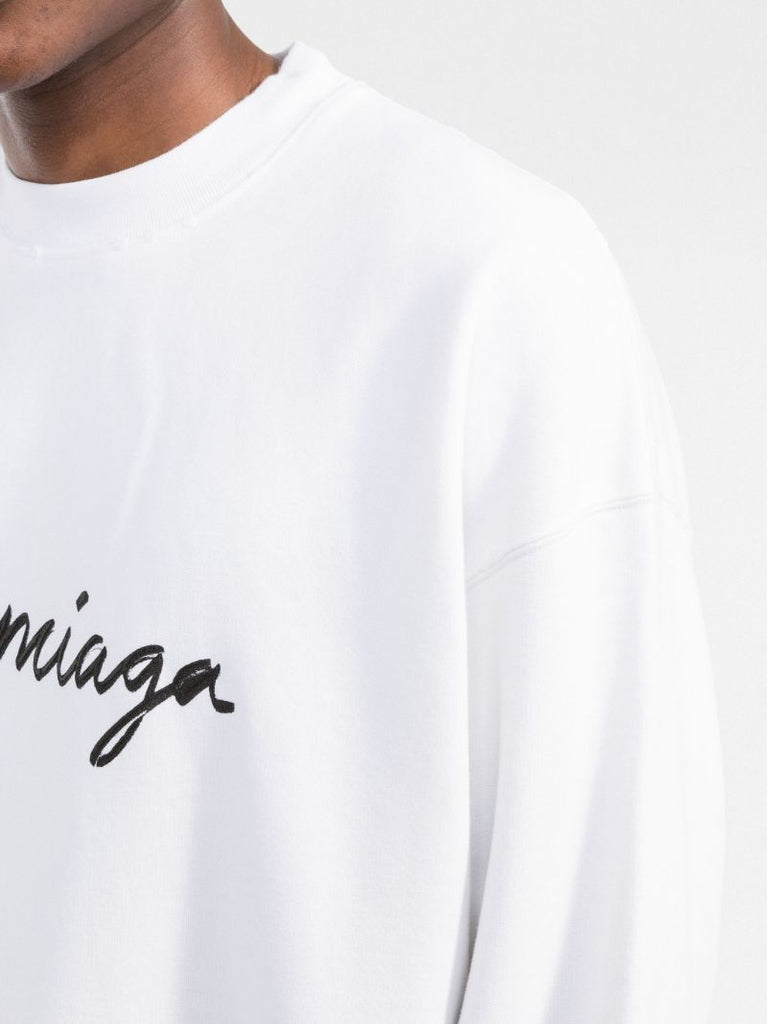 White Logo Cotton Sweatshirt