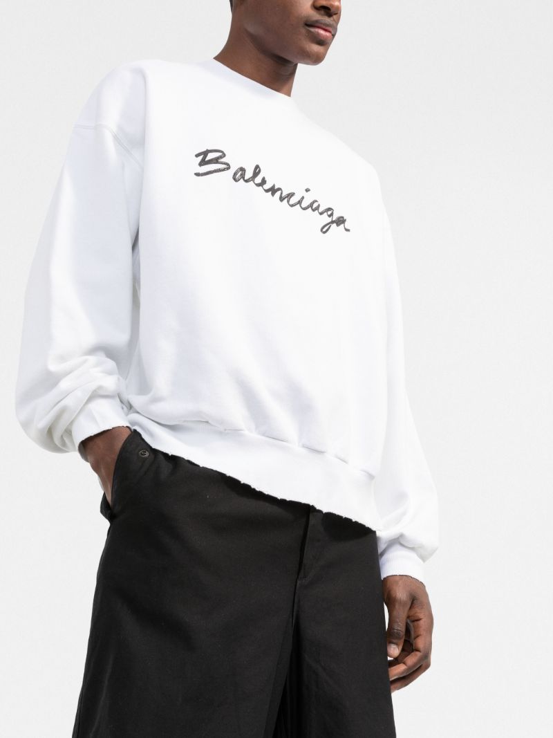 White Logo Cotton Sweatshirt