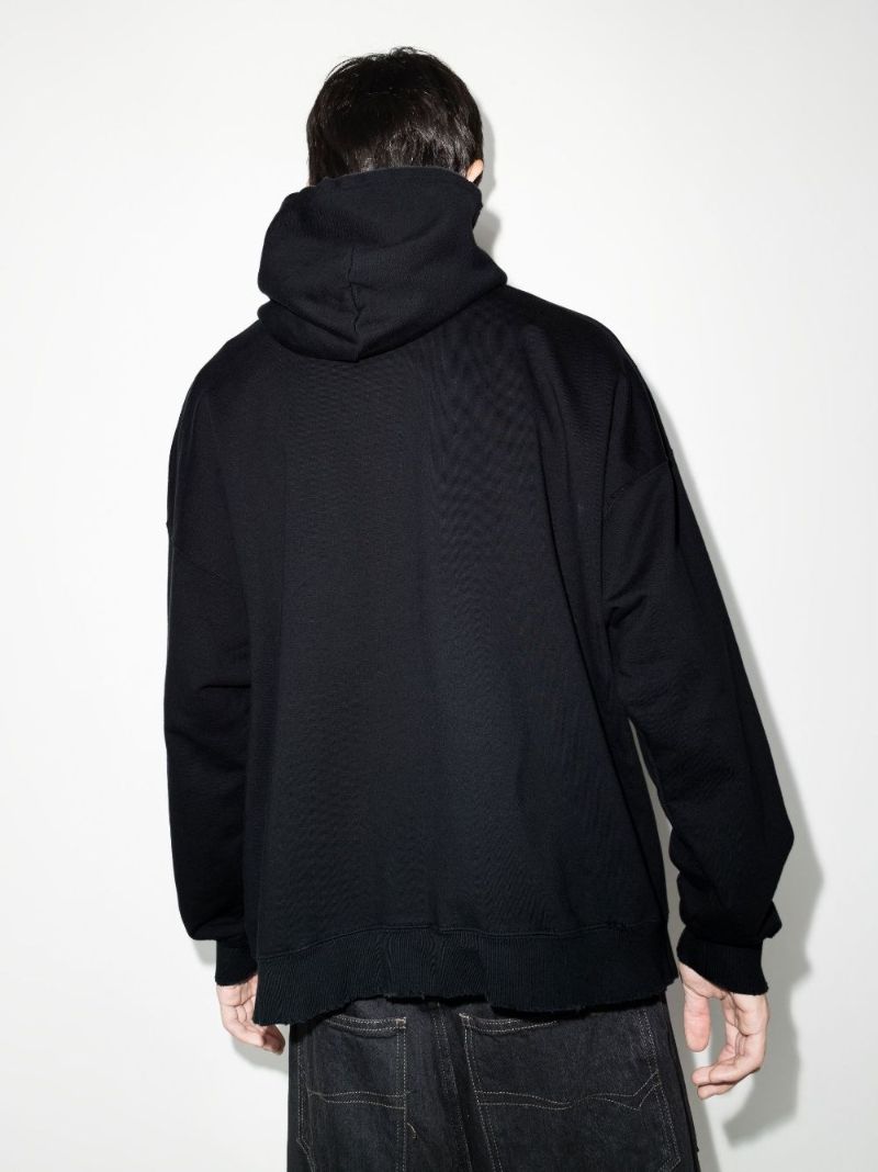 Black Logo Print Cotton Hoodie