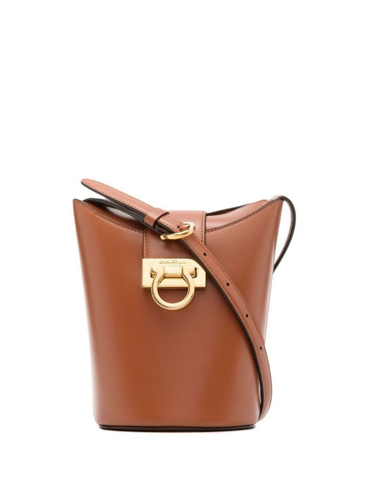 Brown Sienna Leather Bucket Bag