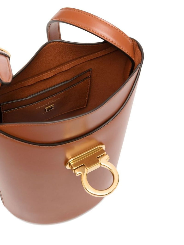 Brown Sienna Leather Bucket Bag