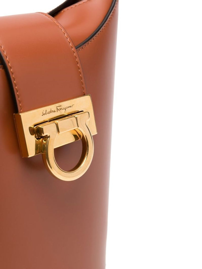 Brown Sienna Leather Bucket Bag