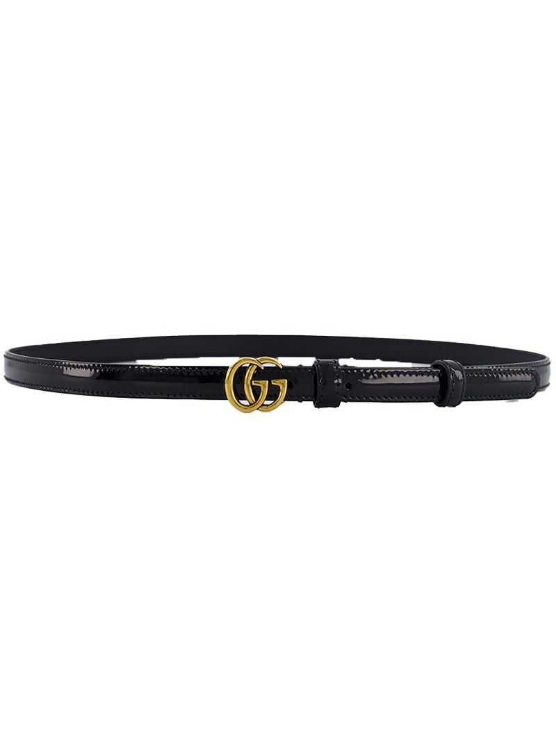 Black Double G Thin Leather Belt
