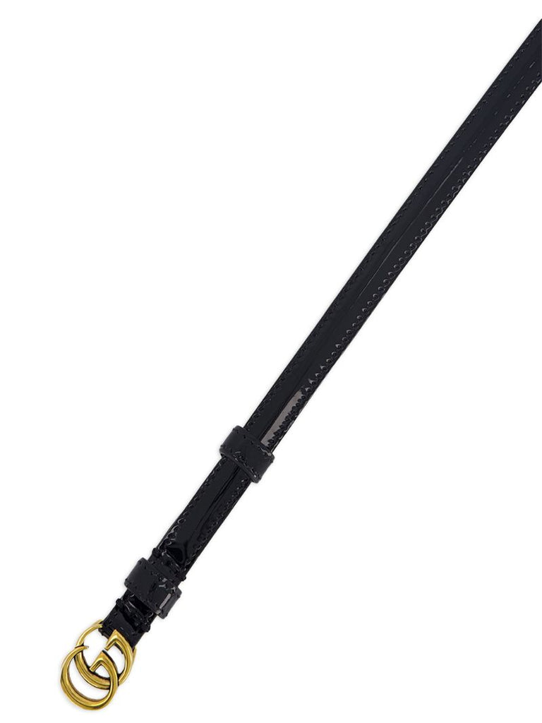 Black Double G Thin Leather Belt
