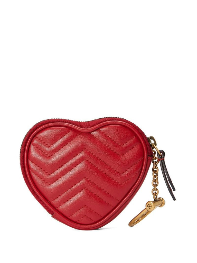Red Gg Marmont Heart Leather Coin Purse