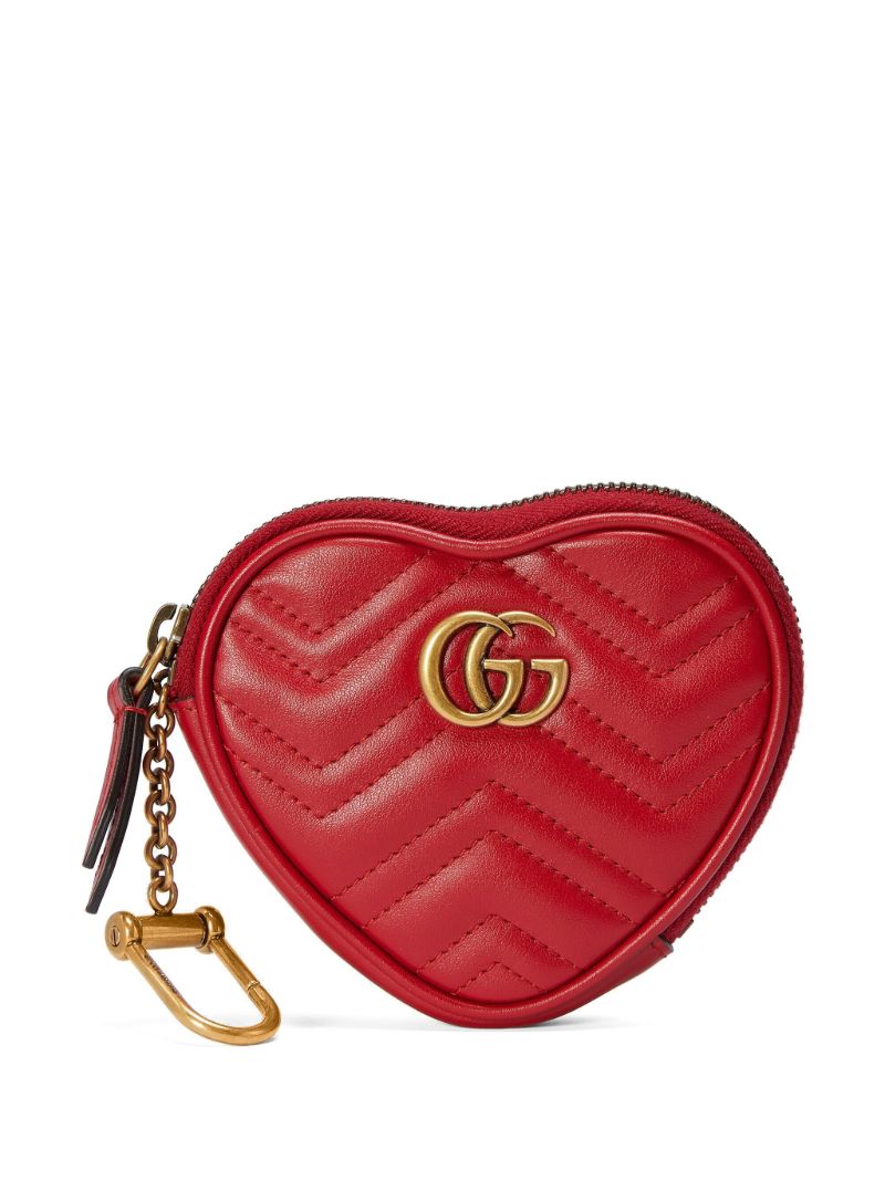 Red Gg Marmont Heart Leather Coin Purse