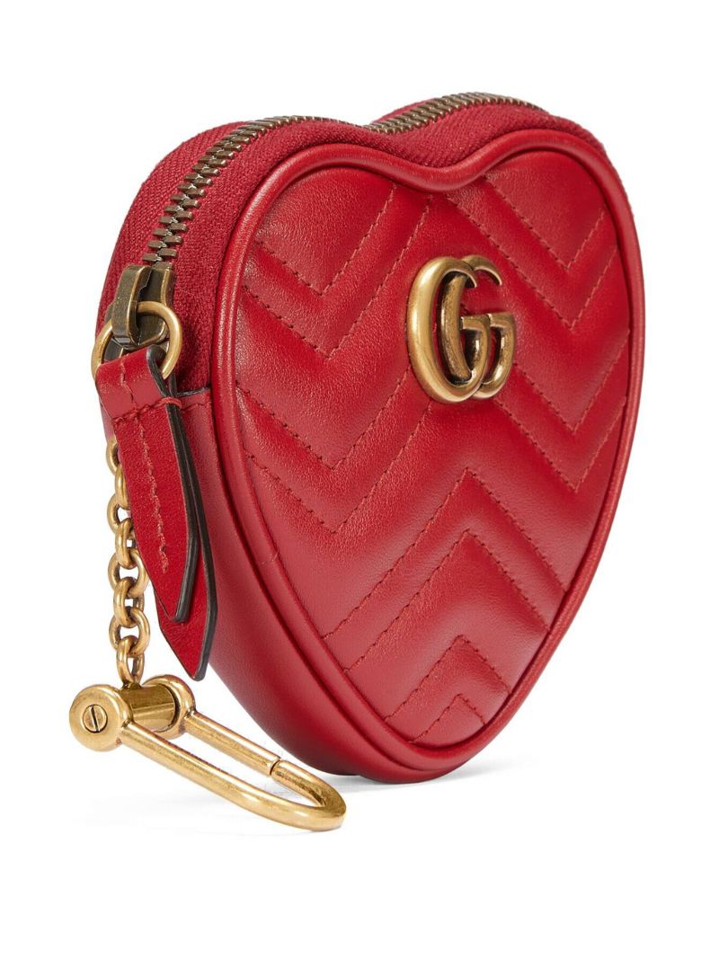 Red Gg Marmont Heart Leather Coin Purse