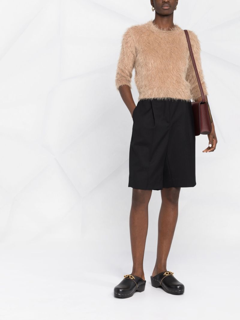 Neutral Cropped Fluffy Knit Sweater