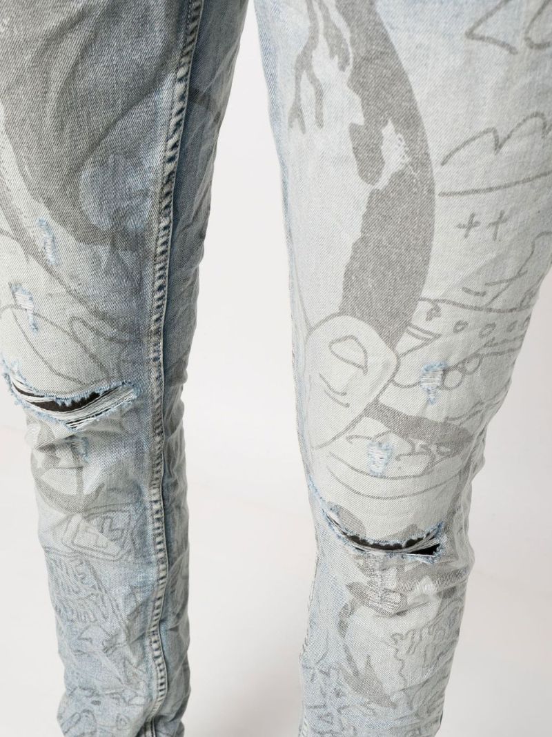 Blue Van Winkle Devil Smash Skinny Jeans