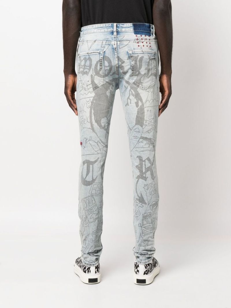 Blue Van Winkle Devil Smash Skinny Jeans