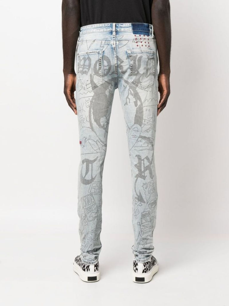 Blue Van Winkle Devil Smash Skinny Jeans