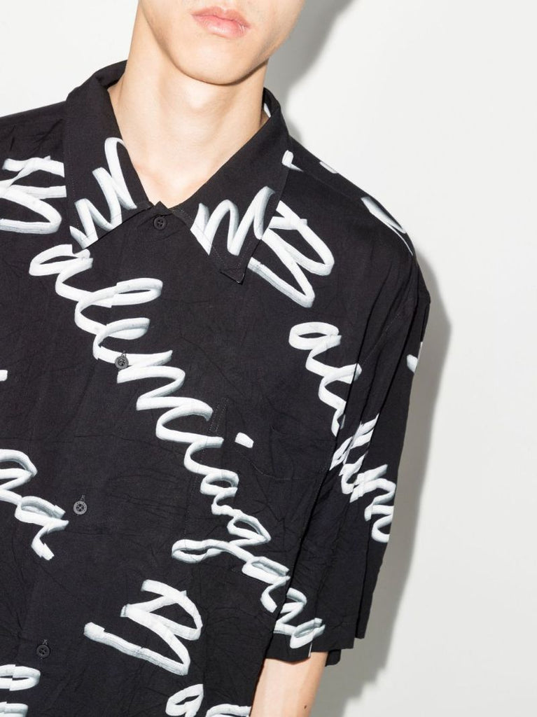Black Scribble Minimal Logo-print Shirt
