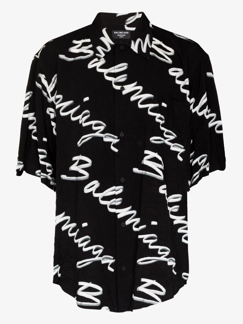 Black Scribble Minimal Logo-print Shirt