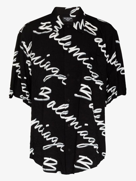 Black Scribble Minimal Logo-print Shirt