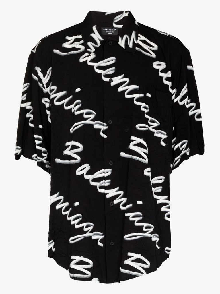 Black Scribble Minimal Logo-print Shirt