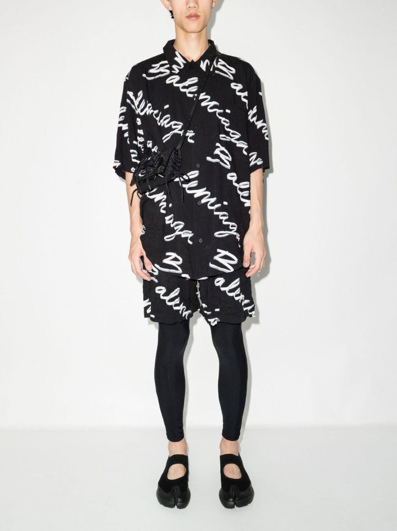 Black Scribble Minimal Logo-print Shirt