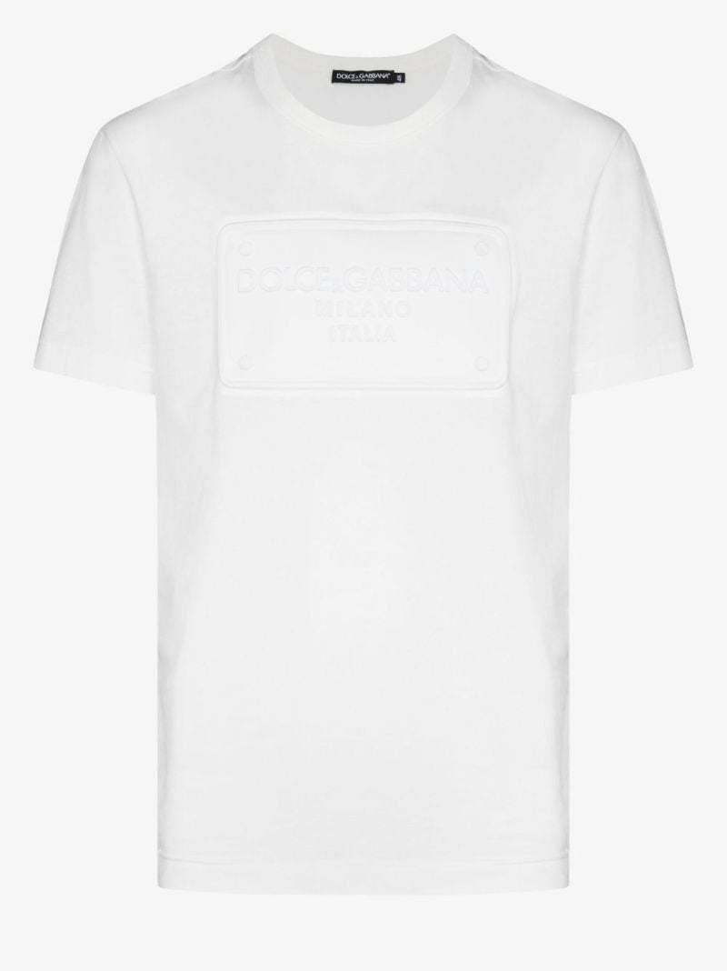 White Embossed Logo Cotton T-shirt