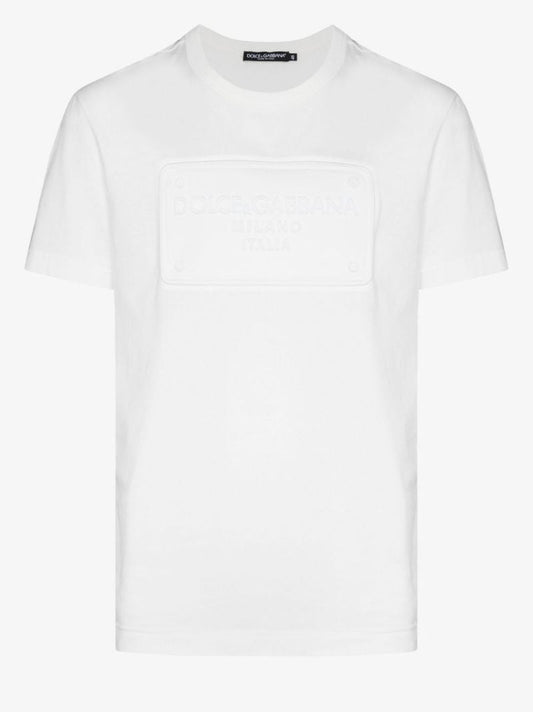 White Embossed Logo Cotton T-shirt