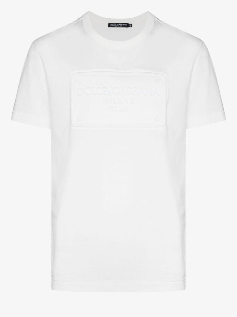 White Embossed Logo Cotton T-shirt
