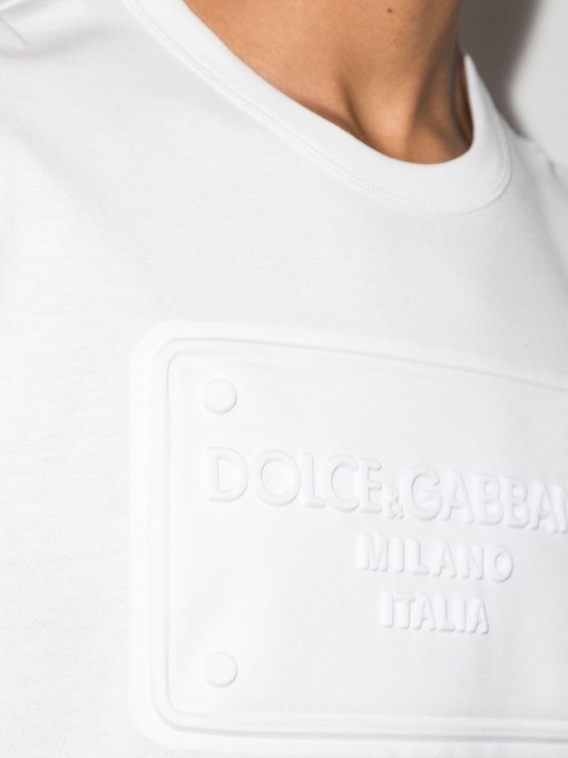 White Embossed Logo Cotton T-shirt